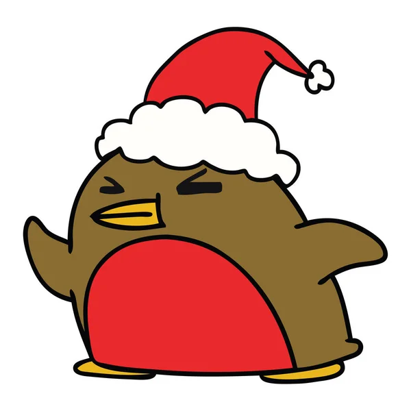 Desenhos animados de Natal de kawaii robin —  Vetores de Stock