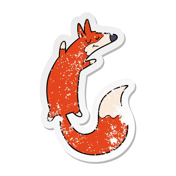Nödställda Klistermärke Tecknad Hoppning Fox — Stock vektor