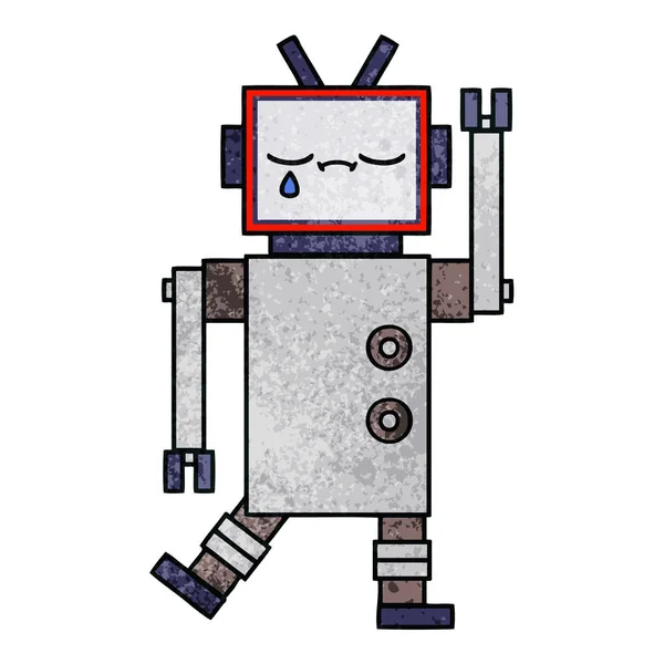 Caricatura Textura Grunge Retro Robot — Archivo Imágenes Vectoriales