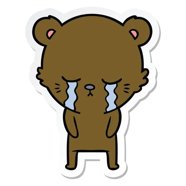 Pegatina de un oso de dibujos animados llorando — Archivo Imágenes Vectoriales