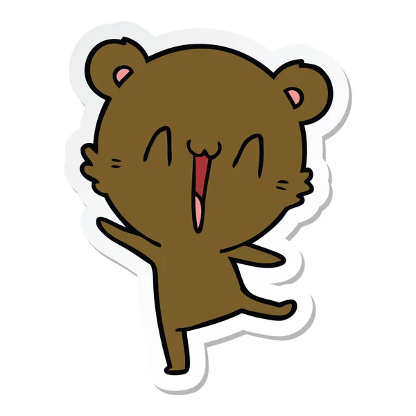 Pegatina de un oso feliz de dibujos animados — Vector de stock