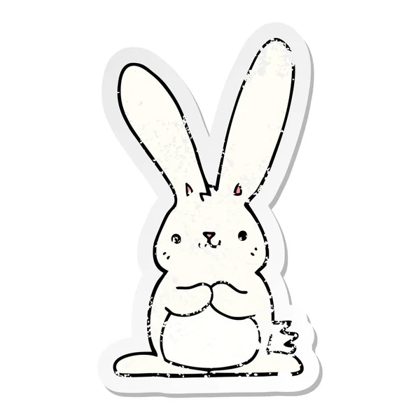 Distressed Sticker Cartoon Rabbit — Stock Vector