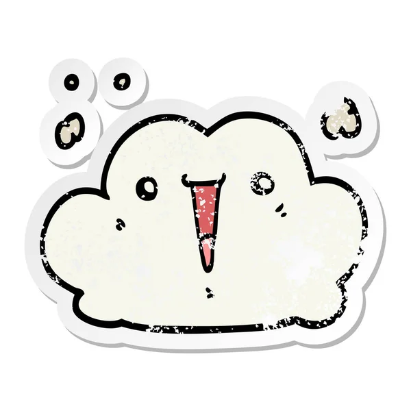 Distressed Sticker Cute Cartoon Cloud — Stock Vector