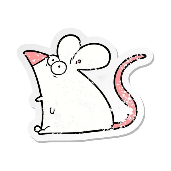 Zoufalý nálepka kreslená vystrašená myš — Stockový vektor