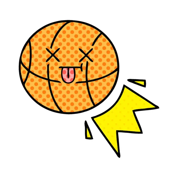 バスケット ボールの漫画のスタイルの漫画 — ストックベクタ