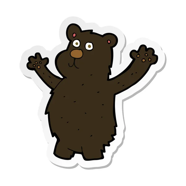 Etiqueta Urso Preto Engraçado Dos Desenhos Animados — Vetor de Stock