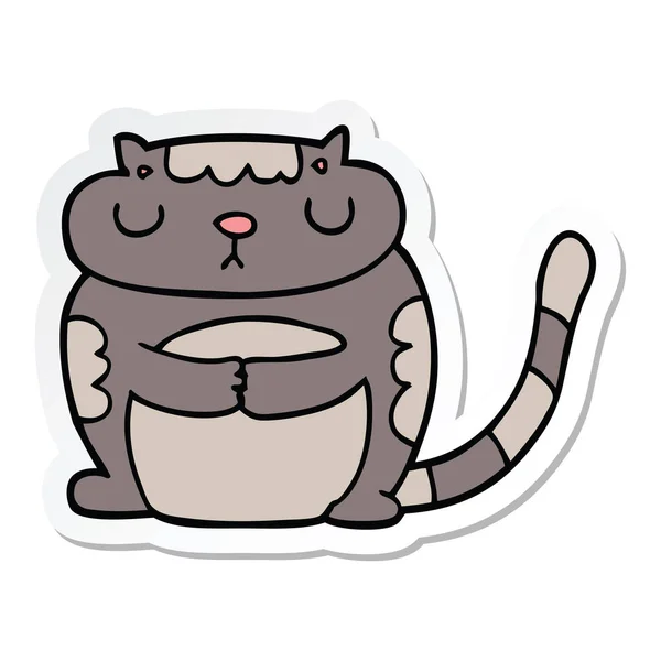 Sticker Cute Cartoon Cat — Stock Vector