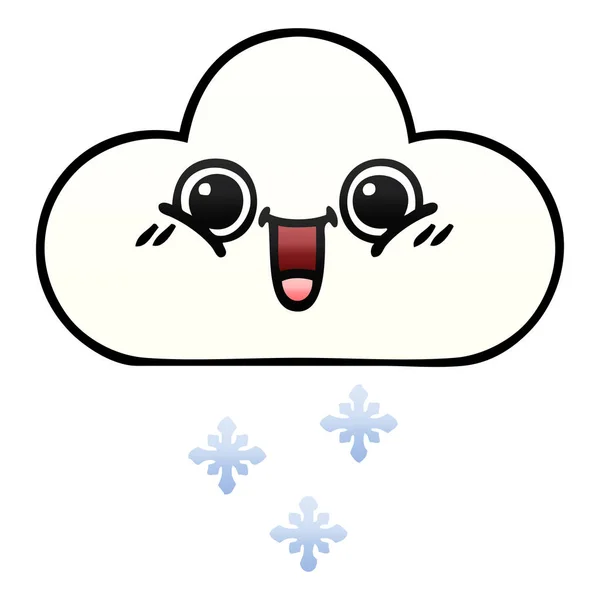 Desenho Animado Sombreado Gradiente Uma Nuvem Neve — Vetor de Stock