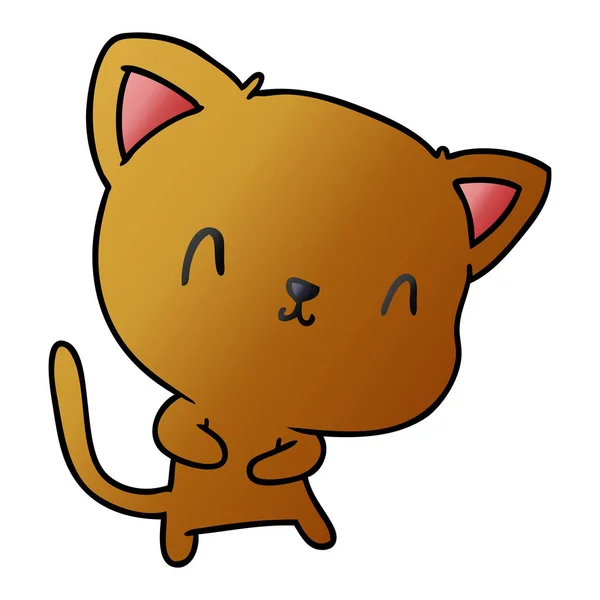 Gradient Cartoon Illustration Der Niedlichen Kawaii Katze — Stockvektor