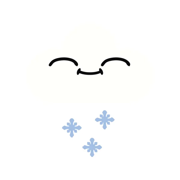 Egale kleur retro cartoon sneeuw wolk — Stockvector