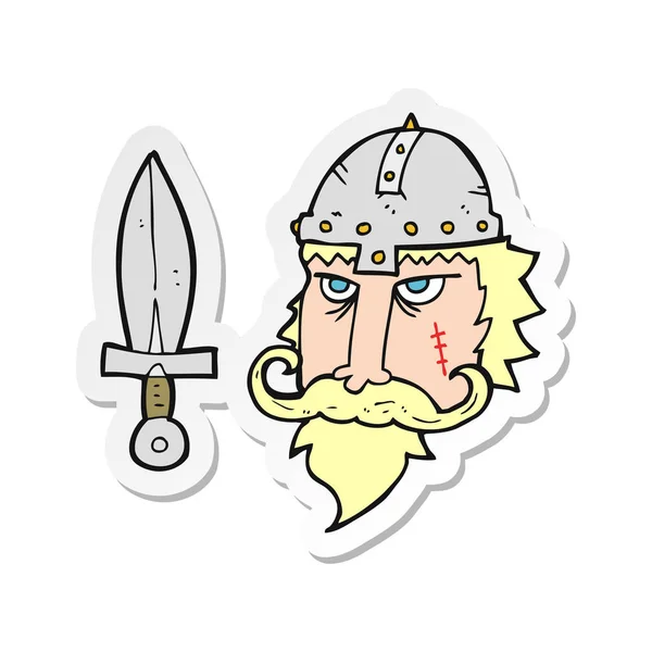 Sticker Van Een Cartoon Viking Warrior — Stockvector