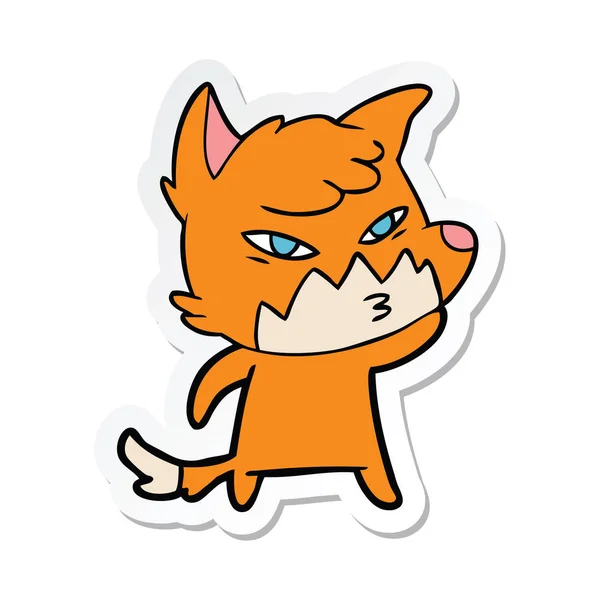 Sticker Van Een Slimme Cartoon Fox — Stockvector