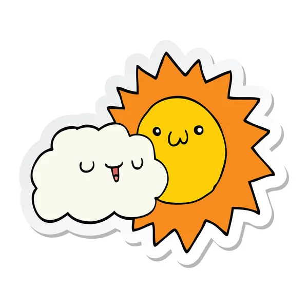 Карикатурное солнце и облако — стоковый вектор