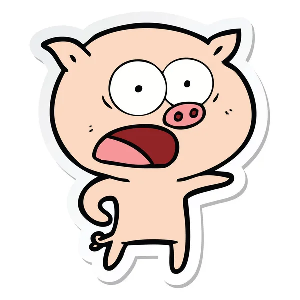 Etiqueta Porco Desenho Animado Que Grita —  Vetores de Stock
