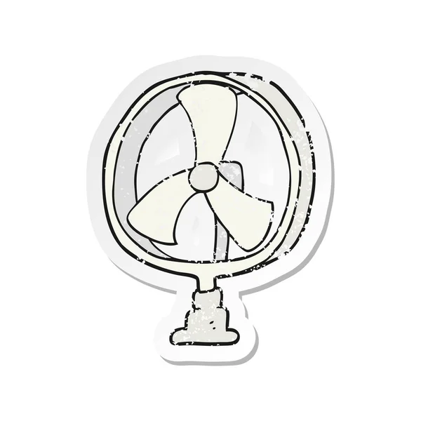 Retro Adesivo Angosciato Ventilatore Scrivania Cartone Animato — Vettoriale Stock