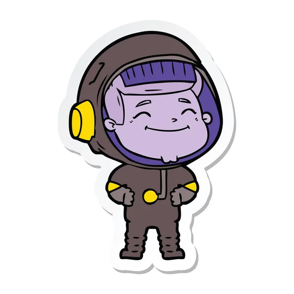 幸せな漫画宇宙飛行士のステッカー — ストックベクタ