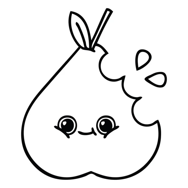 Line drawing cartoon pear — Stock Vector