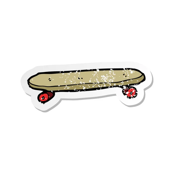 Autocollant en détresse rétro d'une planche à roulettes de dessin animé — Image vectorielle