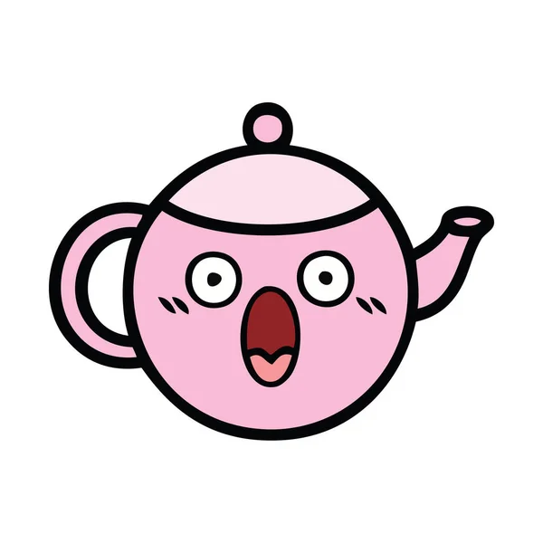 Desenho Animado Bonito Bule Chá —  Vetores de Stock