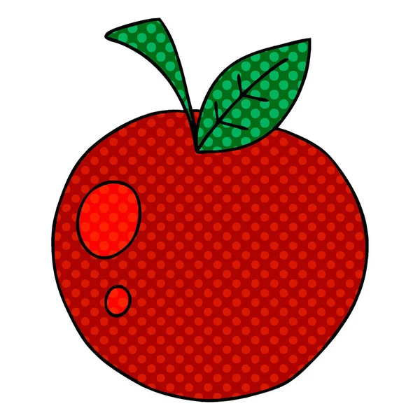 Bande Dessinée Style Excentrique Dessin Animé Pomme Rouge — Image vectorielle