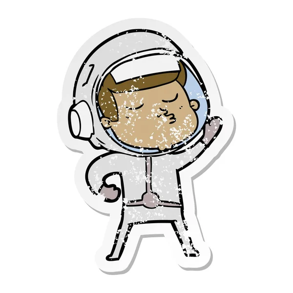 Calcomanía Angustiada Astronauta Seguro Dibujos Animados — Vector de stock