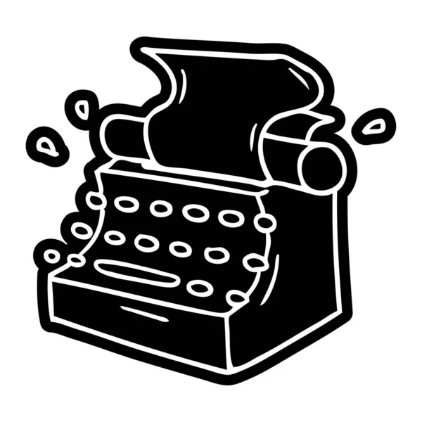 Tecknad ikon ritning av gamla skolan skrivmaskin — Stock vektor