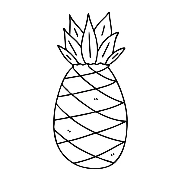 Dessin Ligne Bizarre Dessin Animé Ananas — Image vectorielle