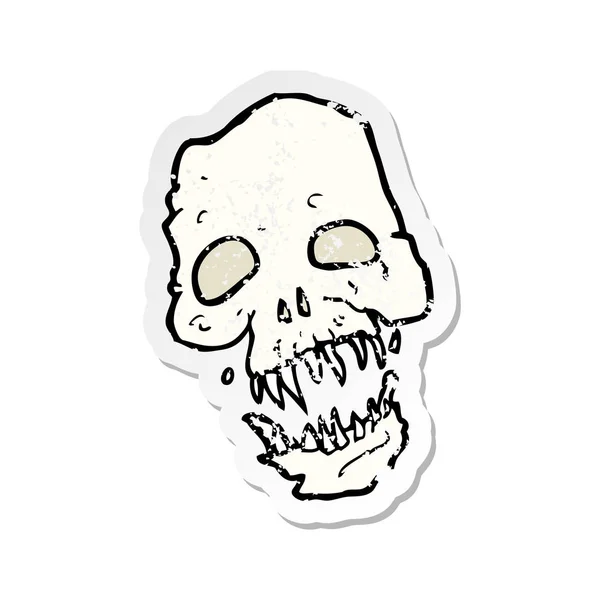 Retro Distressed Sticker Cartoon Scary Skull — Stock Vector