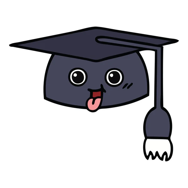 Linda Caricatura Sombrero Graduación — Vector de stock