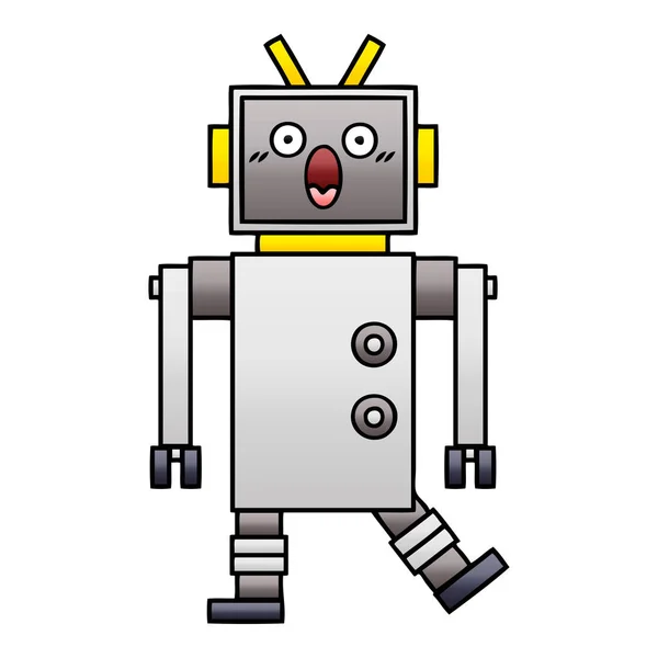 Dibujo Animado Sombreado Degradado Robot — Vector de stock