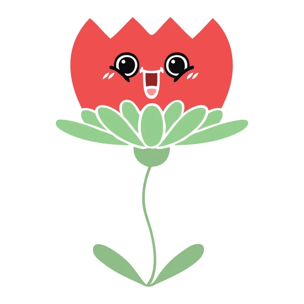 Egale kleur retro cartoon bloem — Stockvector