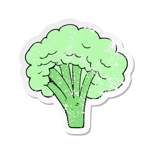 Retro Distressed Sticker Cartoon Broccoli — Stock Vector