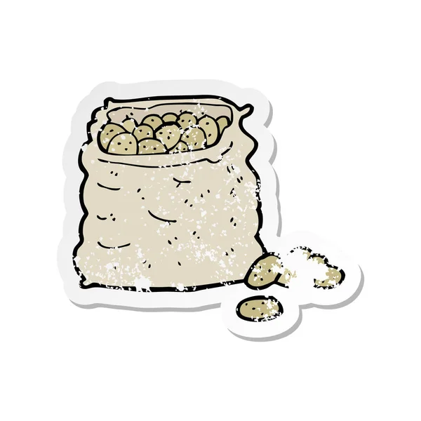 一个卡通袋土豆的复古苦恼贴纸 — 图库矢量图片