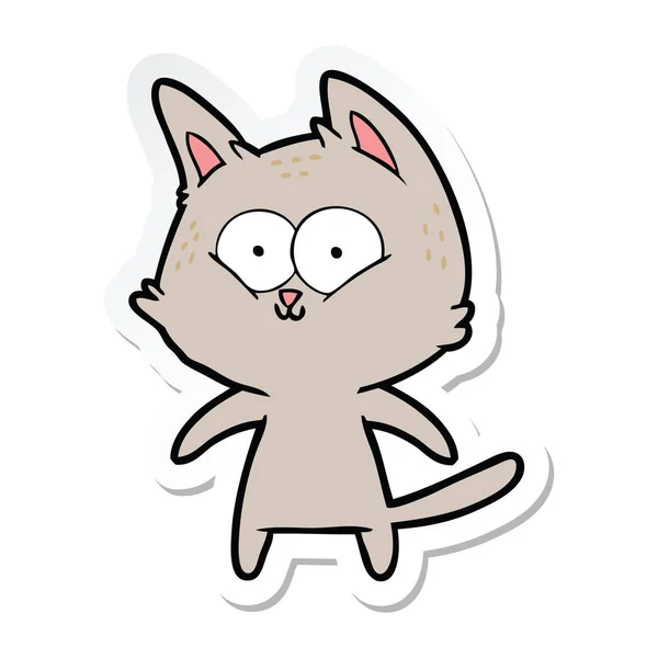 Sticker Van Een Happy Cartoon Kat — Stockvector