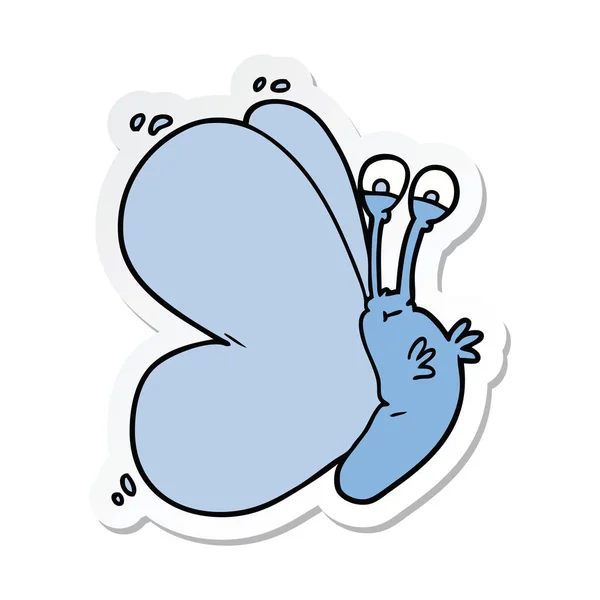 Sticker Funny Cartoon Butterfly — Stock Vector