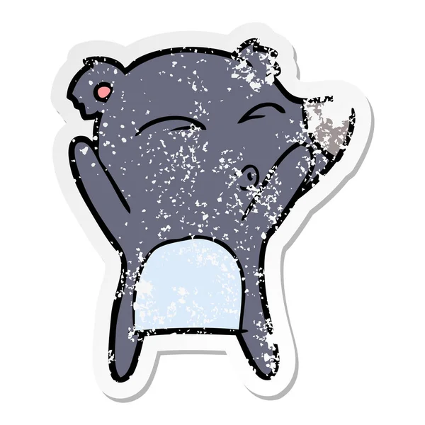 クマを口笛漫画の不良のステッカー — ストックベクタ