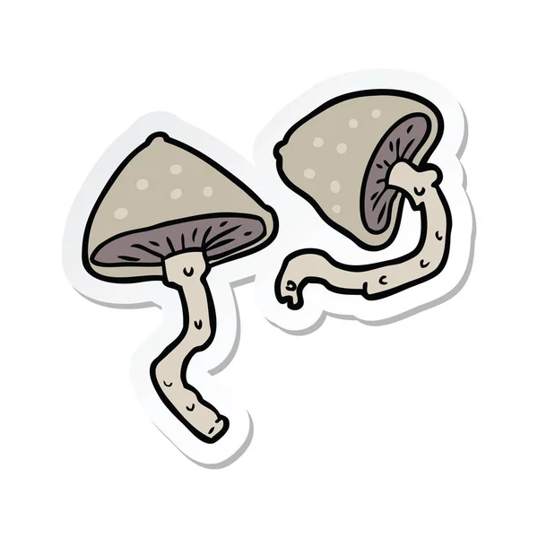 Sticker of a cartoon mushrooms — Stock Vector