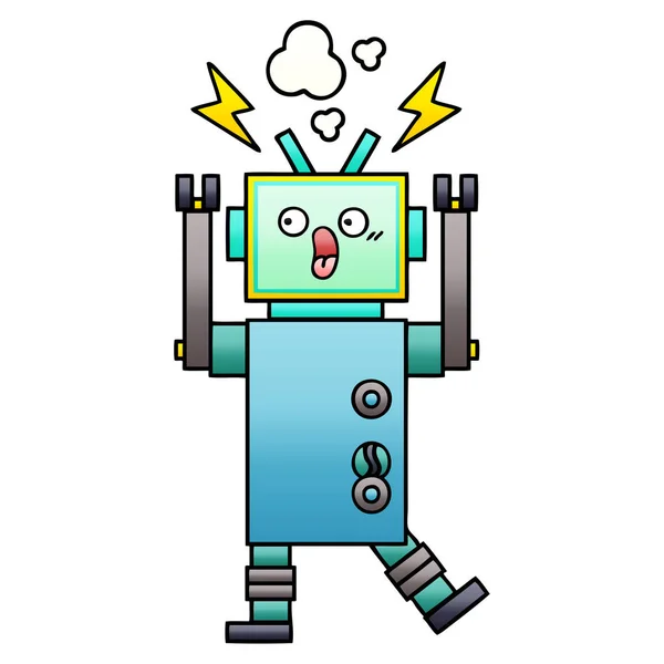 Gradient Schattierte Karikatur Eines Roboters — Stockvektor