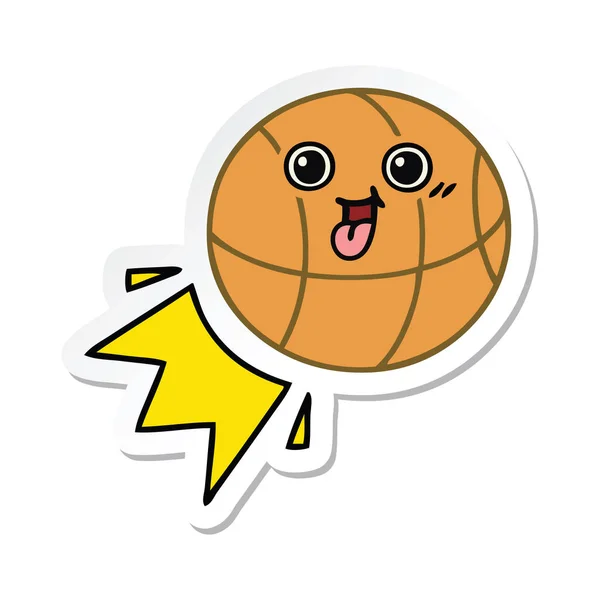 Etiqueta de um bonito basquete dos desenhos animados — Vetor de Stock
