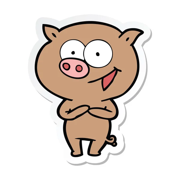 陽気な豚漫画のステッカー — ストックベクタ