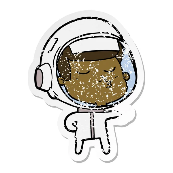 Αναξιοπαθούντα Αυτοκόλλητο Μια Γελοιογραφία Αυτοπεποίθηση Αστροναύτη — Διανυσματικό Αρχείο