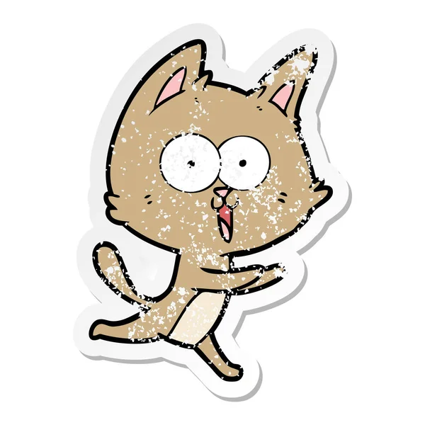 Nödställda Klistermärke Rolig Tecknad Katt — Stock vektor