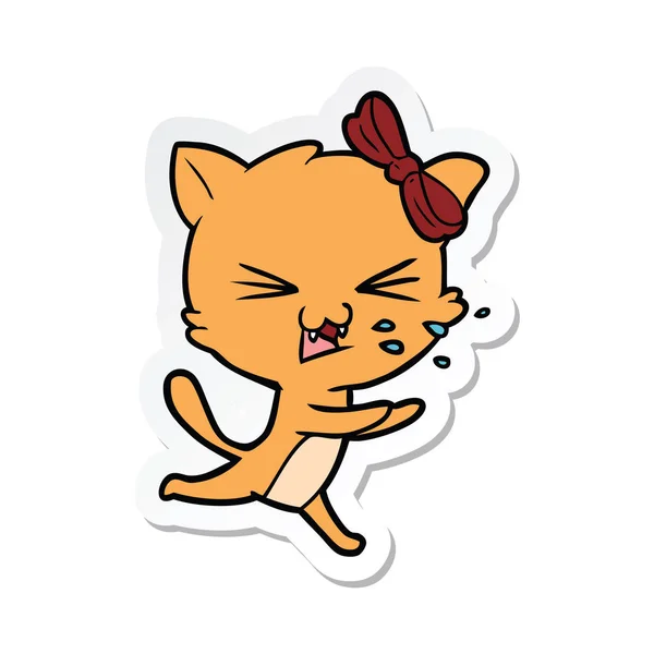 Klistermärke Tecknad Katt — Stock vektor