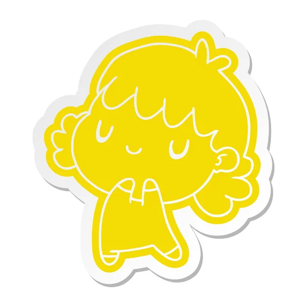 Cartoon Sticker Van Een Schattig Kawaii Meisje — Stockvector