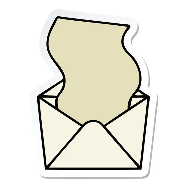 Autocollant Drôle Dollar Dessin Animé Dessiné Main Dans Une Enveloppe — Image vectorielle