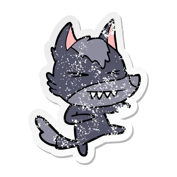 Мрачная наклейка злого волка — стоковый вектор