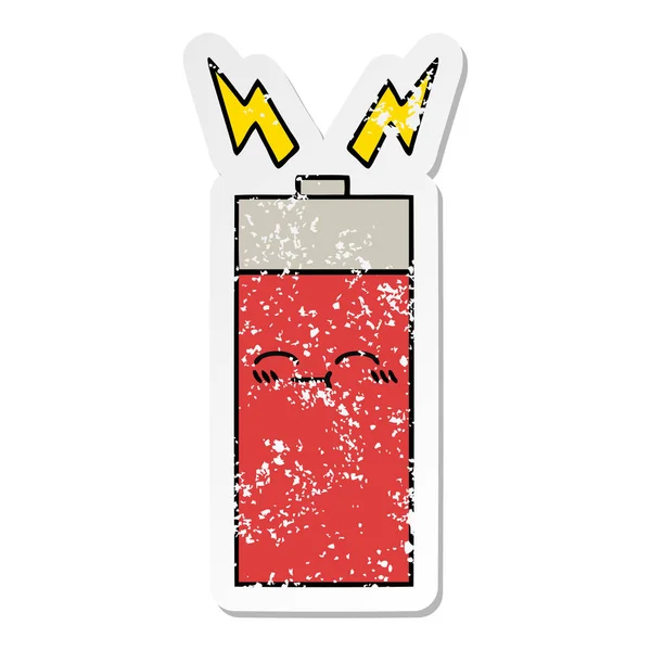 Distressed Sticker Cute Cartoon Battery — Stock Vector