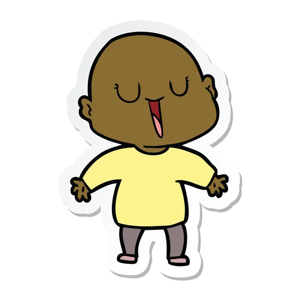 Sticker Happy Cartoon Bald Man — Stock Vector