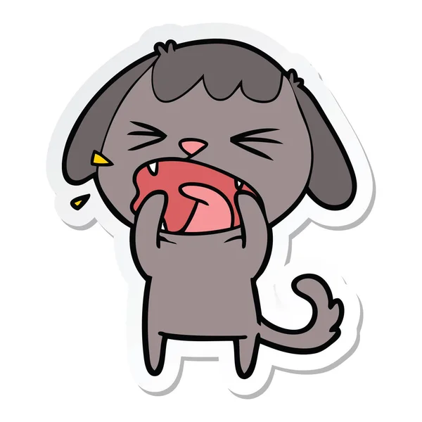 Sticker of a cute cartoon dog barking — Stock Vector