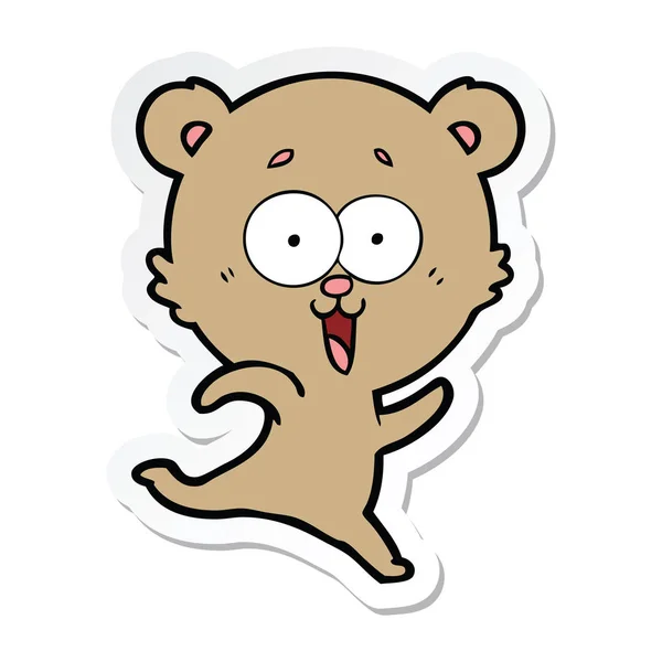 Aufkleber Eines Lachenden Teddybären Cartoon — Stockvektor